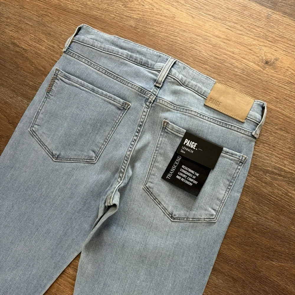 NWT‎ Paige Lennox Slim Transcend Denim Jeans Sz 28 Light Blue Wash